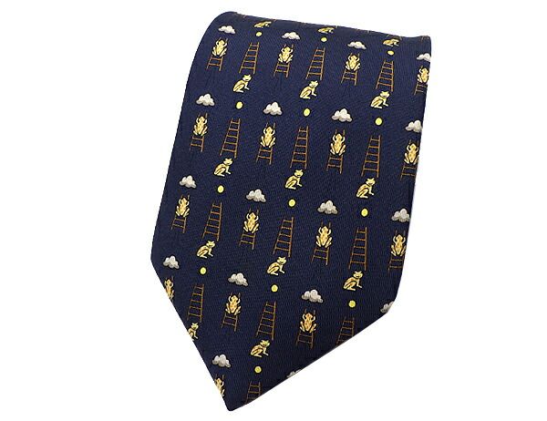 美品 HERMES エルメス マトリョーシカ柄 人形 総柄 ネクタイ ネイビー 美品 HERMES エルメス マトリョーシカ柄 人形 総柄 ネクタイ