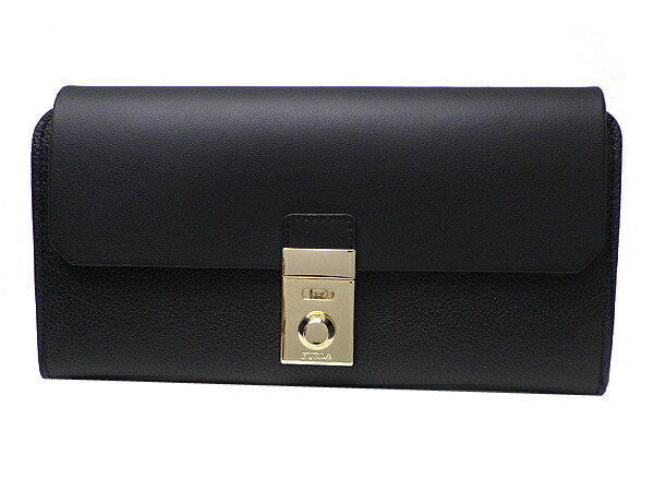 FURLA フルラ ミラノXL ファスナー付長財布 ブラック 箱・保存袋付き 【中古】【送料無料】【質屋出品】