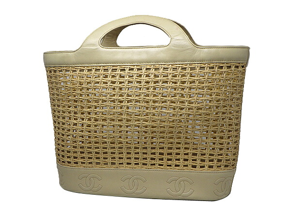 CHANEL シャネル かごバッグ トートバッグ ベージュ系 ポーチ付き ココマーク 【中古】【送料無料】【質屋出品】