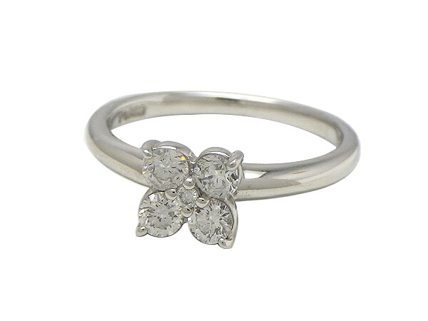 リング 指輪 Pt900(プラチナ) ダイヤモンド0.33ct 【実寸】6号 フラワー 【中古】仕上げ済み【送料無料】【質屋出品】
