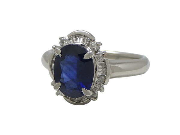 リング 指輪 Pt900(プラチナ) サファイア1.80・ダイヤモンド0.31ct 【実寸】9号 【中古】仕上げ済み【送料無料】【質屋出品】