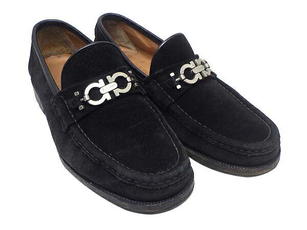 Ferragamo フェラガモ メンズシューズ ビジネスシューズ 6 1/2EE(24.5cm相当) スエード ブラック(黒) ガンチーニ 【中古】【送料無料】【質屋出品】 6,958円