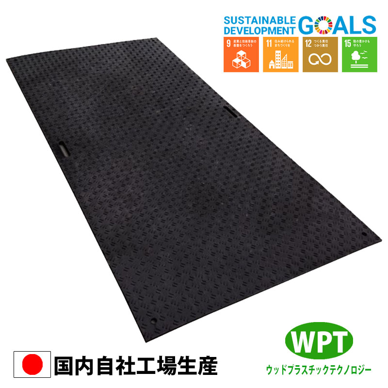 樹脂製敷板 Wボード 1M×2M 黒 両面凸全体厚20mm ベース厚13ｍｍ 滑り止め高さ2mm 裏面5mm ウッドプラスチック