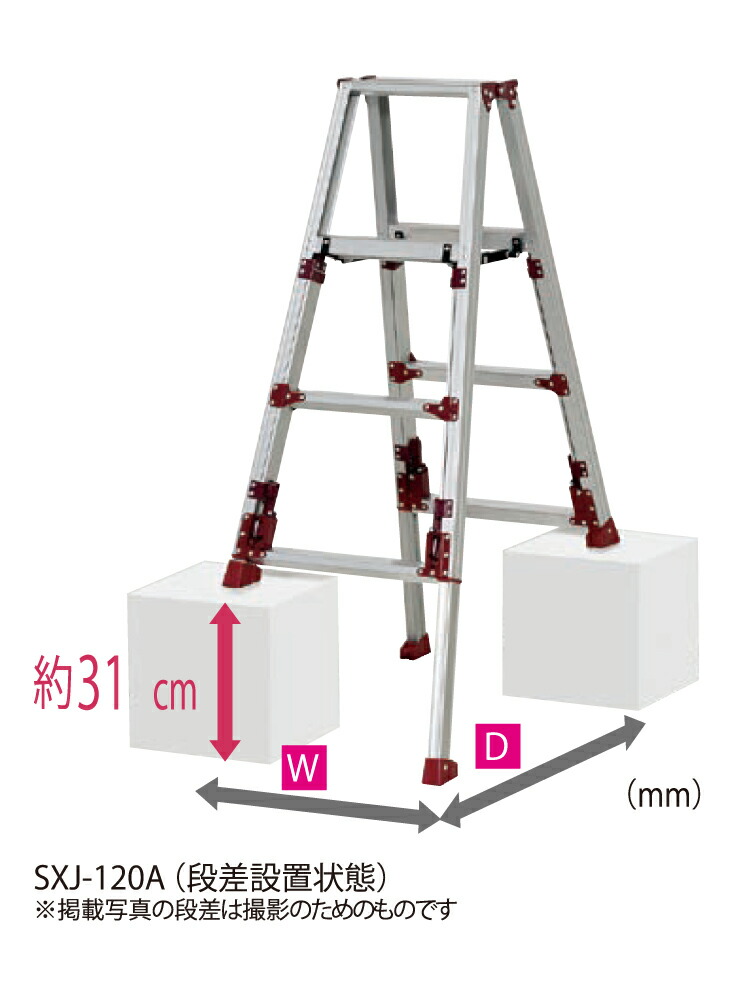 注目ブランド ピカ PiCa スタッピー 上部操作 四脚アジャスト式専用脚立 SXJ-120A 天板高さ:0.94m〜1.25m  最大使用質量100kg 幅広踏ざん55mm 最大段差約31cmまで対応 fucoa.cl