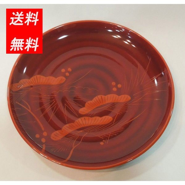 木製 銘々皿 五寸 朱松 送料無料