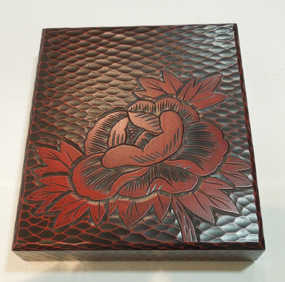 2e 33 鎌倉彫 色紙箱 牡丹彫 木製 日本製 送料無料 Tbset Com