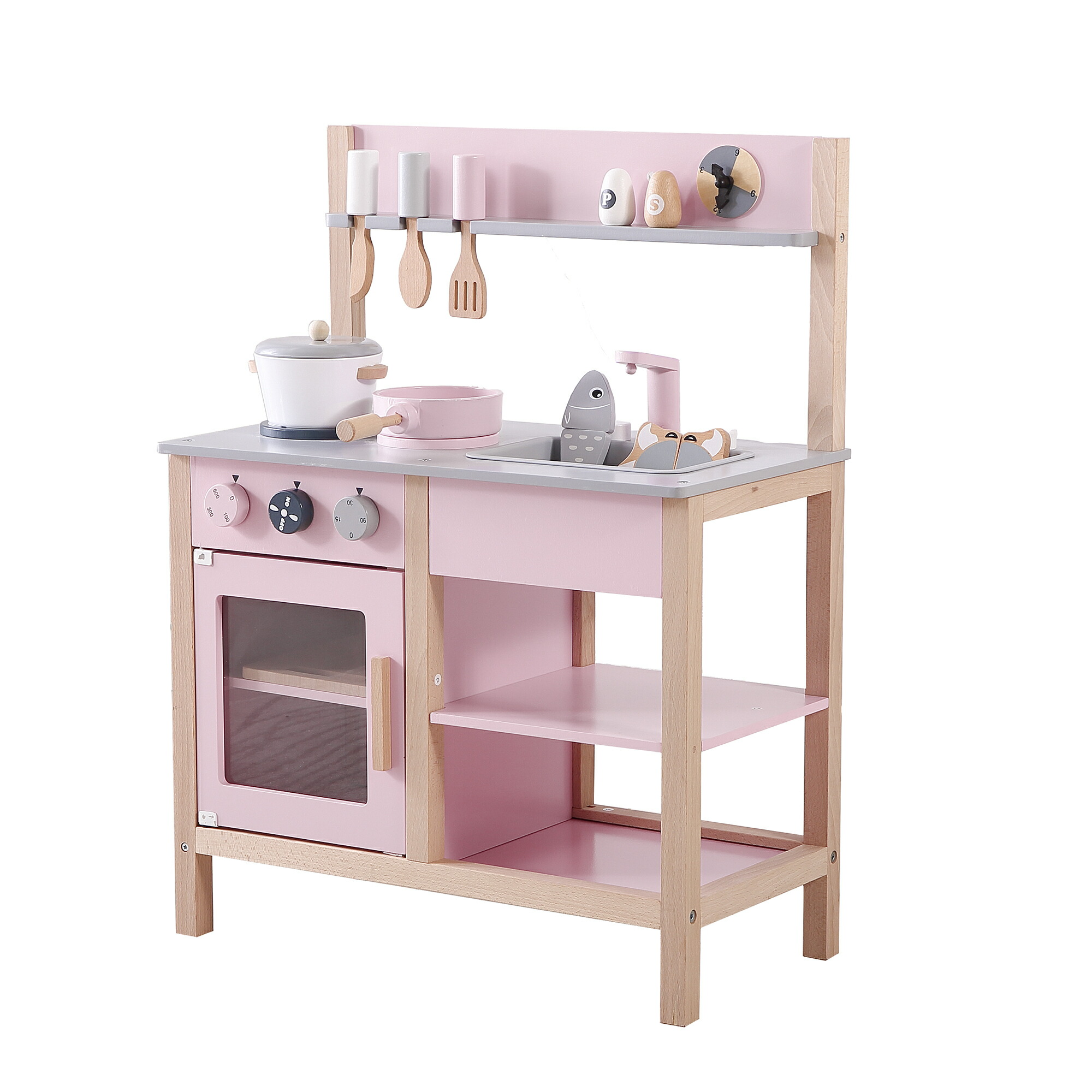 おままごとキッチン 木製 誕生日 台所 調理器具付 食材 知育玩具 コンロ ミニキッチン おもちゃキッチン