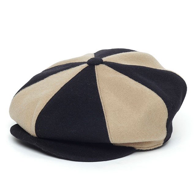 Stevenson Overall Co.（スティーブンソンオーバーオール） キャップ STETSON×SOC Newsboy Cap BLACK/CAMEL ストリート アメカジ シンプル インディゴ