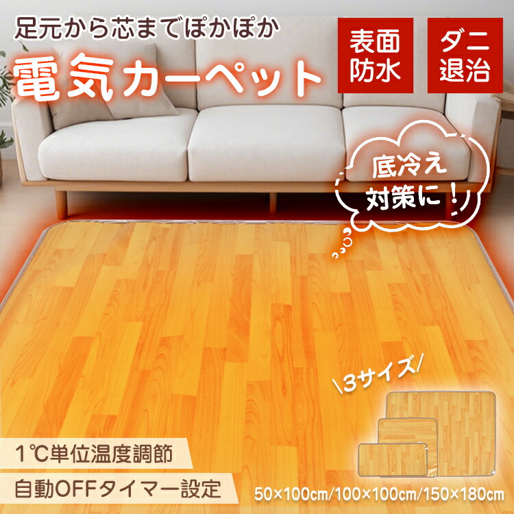 電気カーペット 1畳 2畳 3畳 PSE ホットカーペット 電気マット ホットマット カーペット マット ラグ 暖房 足元暖房 ダニ退治 防水 滑り止め 温度調節 タイマー 自動オフ 節電 フローリング調 木目 冬用 省エネ cc014