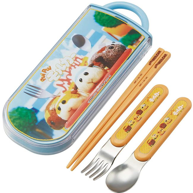 トリオセット TACC2AG PUIPUIモルカー 抗菌 スライド式 食洗機対応 日本製 スケーター キャラクター Ag+ 銀イオン 箸 スプーン フォーク画像