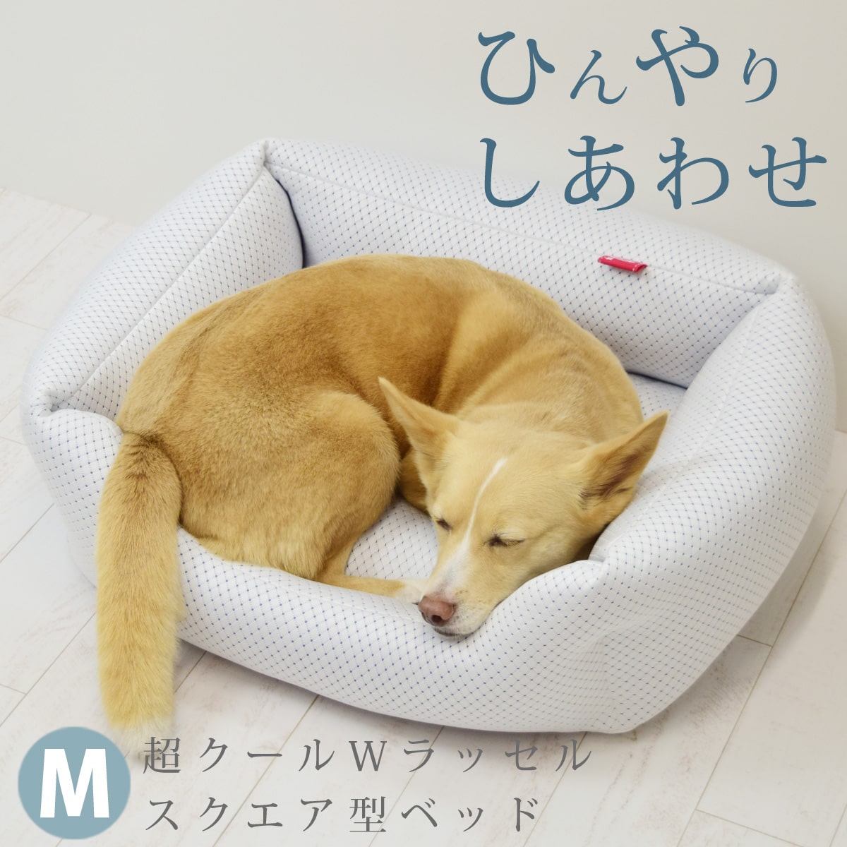 愛犬愛猫用 超クールwラッセルスクエア型ベッド M 涼しい 58 45 中型犬 日本製 接触冷感