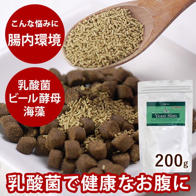 犬 サプリメント 乳酸菌 イーストスリム お得エコパック 200g ビール酵母　腸内環境の健康維持に　犬猫用　国産　顆粒
