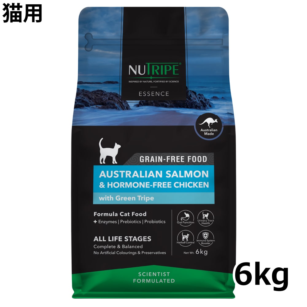【割引クーポン配布中】猫用　ニュートライプ　エッセンス　サーモン＆チキンwithグリーントライプ　6kg　キャットフード　NUTRIPE　オールライフステージ　全年齢対応総合栄養食　※6kgはお取り寄せでお届けまで7～10日程度