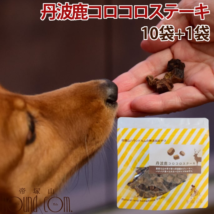 犬用おやつ｜丹波鹿コロコロステーキ 10袋+1袋セット　無添加おやつ 犬用無添加ジャーキー 鹿肉 小型犬 ご褒美 栄養　【a0107】｜愛犬手作りご飯 ハウンドカム食堂