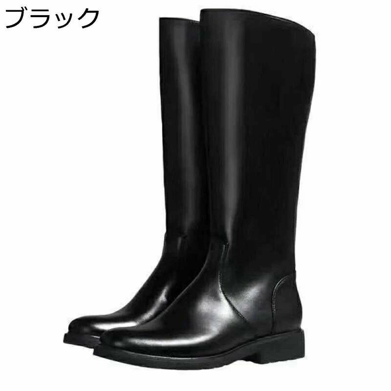 ロングブーツ 膝丈 ジョッキーブーツ メンズ レディース 乗馬ブーツ 合皮 シンプル 脚長 履きやすい フィット 着回し 春秋冬 ソフト 防