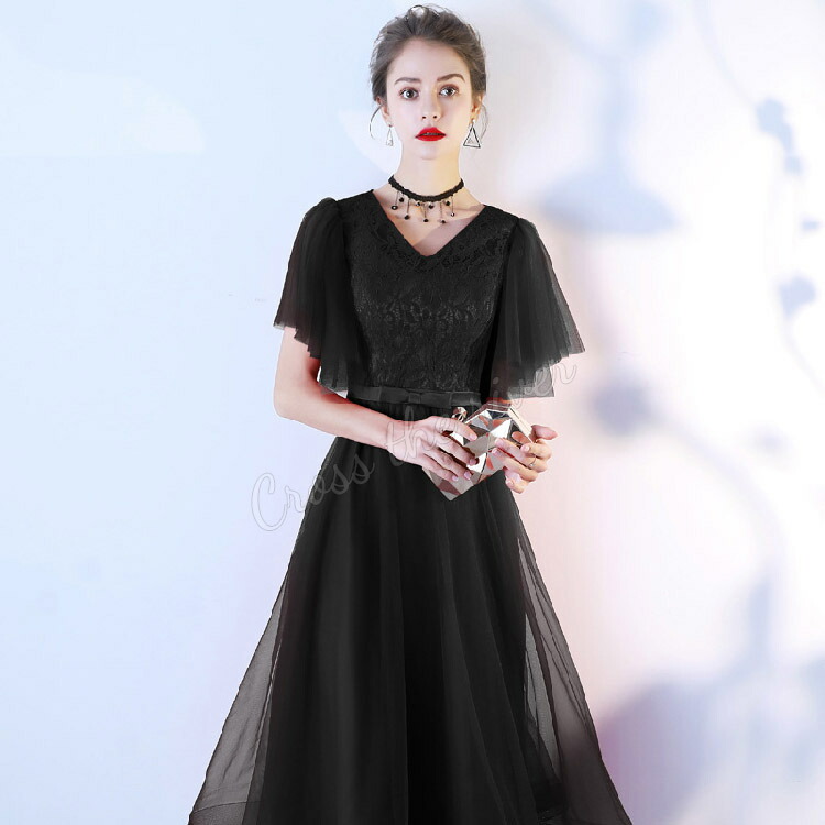 ドレス 大人 ピアノ 発表会 高校生 パーティードレス 韓国 演奏会用ドレス 黒 赤 膝丈 結婚式 ワンピース 中学生 低身長 カクテルドレス イブニング レディース フォーマル かっこいい 袖付き 合唱 体型カバー 同窓会 20代 謝恩会 卒業式 大きいサイズ 着痩せ