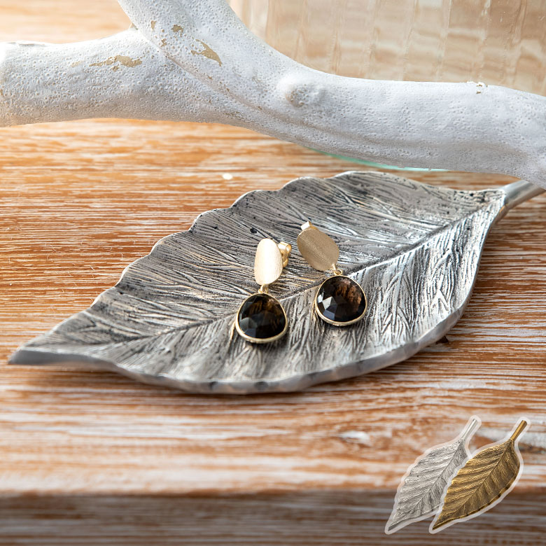 楽天市場】トレイ プレート ゴールド 真鍮 リーフ型 ゴールド シルバー