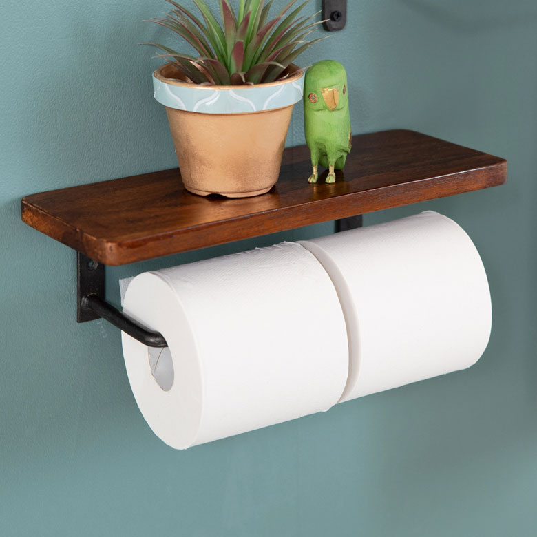 楽天市場 アイアンハンガートイレットペーパーホルダー ラージ 木製 アイアン 棚付き 942 天然木 シェルフ トイレ 鉄製 シンプル おしゃれ ロートアイアン アジア工房
