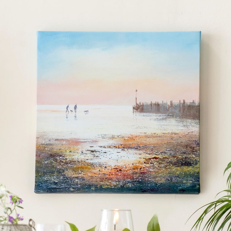 アートパネル ビーチ 風景 キャンパス パネル 海 散歩 イラスト 約 W 40cm D H 2 7cm アート キャンパスアート 絵画 壁掛け プリント 油絵風 浜辺 波 夕暮れ ウォール デコレーション 北欧 インテリア おしゃれ リゾート アジアン 雑貨