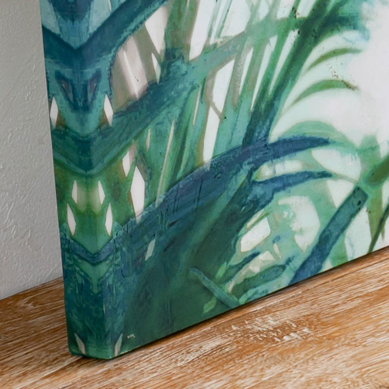 アートパネル Tropical Leaves おしゃれ アジアン アジアン雑貨 アート イラスト ウォールデコレーション キャンバス グリーン バリ島 パームリーフ ボタニカル モダン ヤシの木 リゾート 北欧 南国の葉 壁掛け 幅45cm 抽象画 絵 葉っぱ 長方形 高さ60cm 最安値