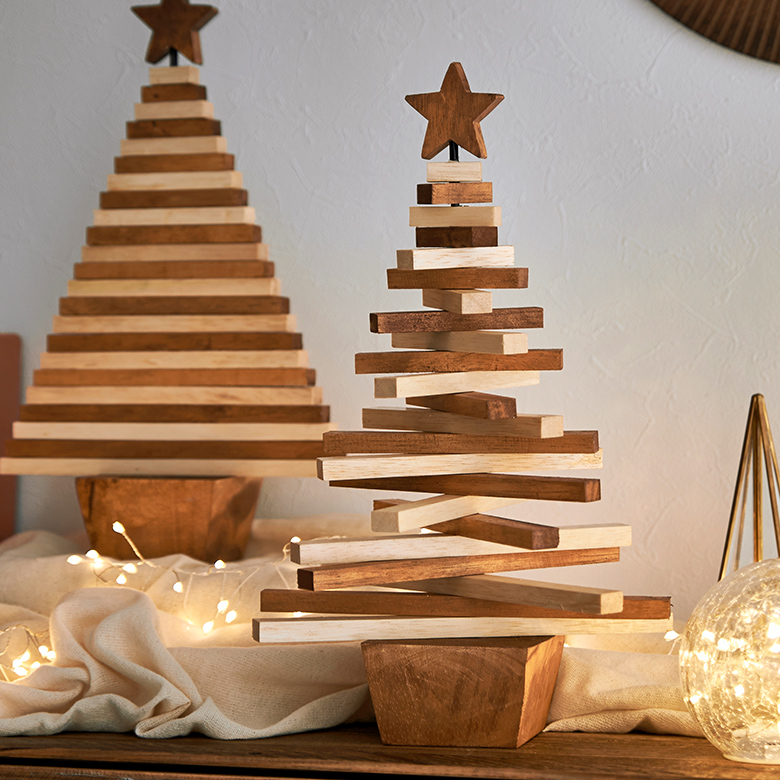 クリスマスツリー クリスマスオブジェ ウッド 木製 天然木 アイアン 約 W 25 × D 10 × H 40 cm ナチュラル ベージュ オブジェ ツリー デコレーション 卓上 シンプル 手作り ク