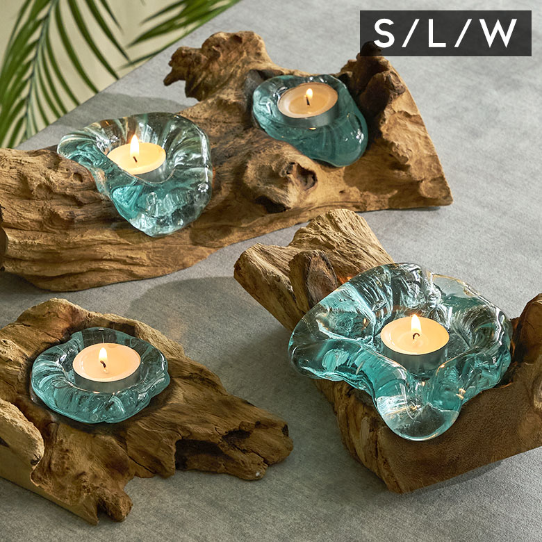 楽天市場】キャンドルホルダー ガラス 古木 インテリア 置物
