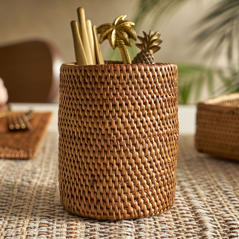 アタ バリ雑貨 輸入品 収納 輸入 かご 籠 筒 伝統 高級 インテリア