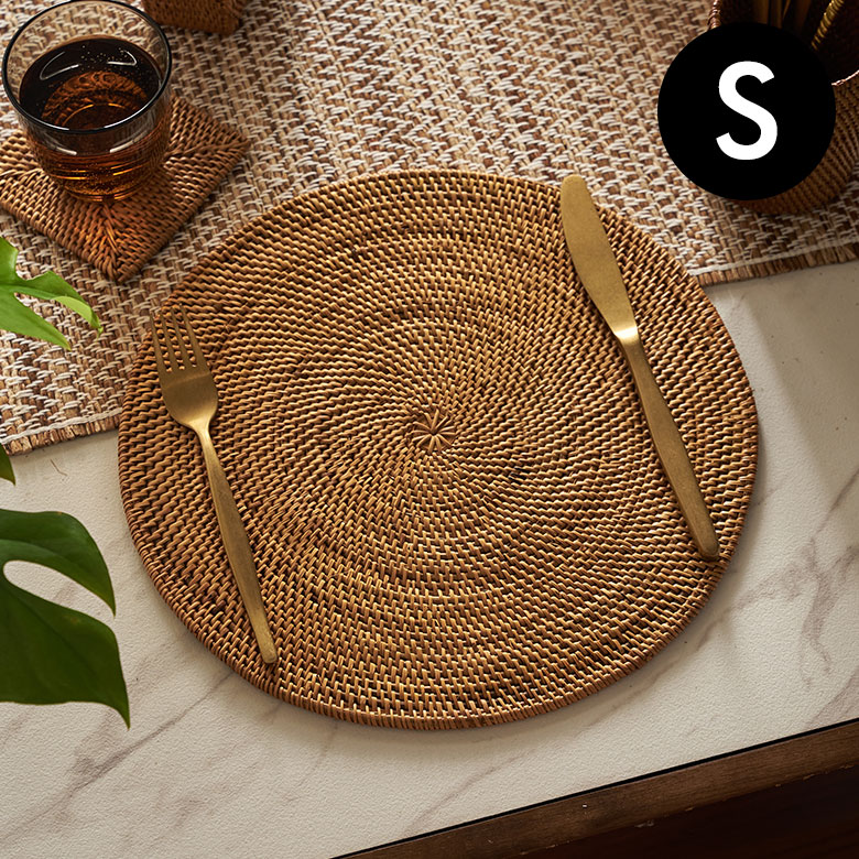 楽天市場】ラタン編み アジアン ランチョンマット 円形40cmタイプ 丸い