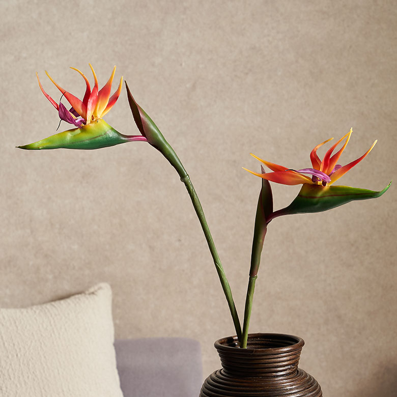 セット販売】木製ベースとリアルな造花アレンジメント（ストレリチア等