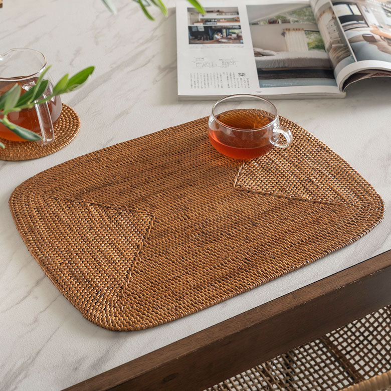 楽天市場】アタで編まれた楕円形ラティスデザインのランチョンマット