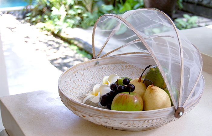 竹製 アジアン フードストッカー Lサイズ ホワイトウォッシュ バリ島の