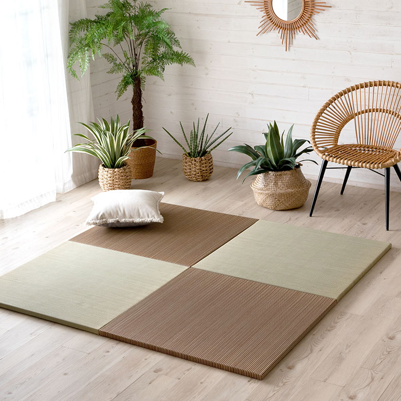 即日発送 置き畳 い草 ユニット 畳 カラー 2枚セット 1畳 約 W D Cm 厚み 2 5cm 琉球畳 正方形 夏 抗カビ 消臭 鎮静 抗菌 吸湿 放湿 空気浄化 さらさら フローリング おしゃれ ユニット畳 カラー畳 フチなし ラグ