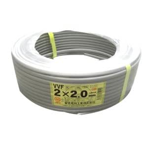 [在庫有]　富士電線 VVFケーブル 2.0mm&times;2芯 100m巻 灰色 電線 VVFケーブル 2&times;2.0 　2.0X2 100m 灰　2mm 2芯 100m｜Cherry Karen