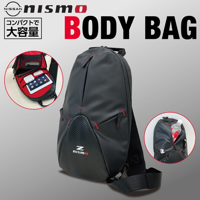 nismo メッシュポケット付きバッグ 斜め掛けバッグ NISMO Z ボディバッグ 撥水 大容量 収納ポケット