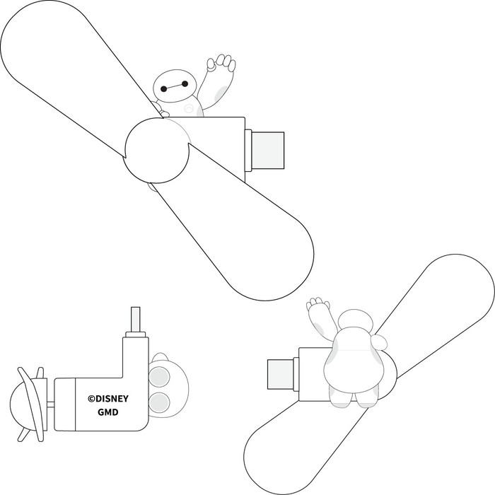 ディズニー ハンディファン ベイマックス キャラクター グッズ スマホ 扇風機 USB type C コネクタ 端子 対応 iPhone Android 夏 暑さ 熱中症 対策 プロペラ画像