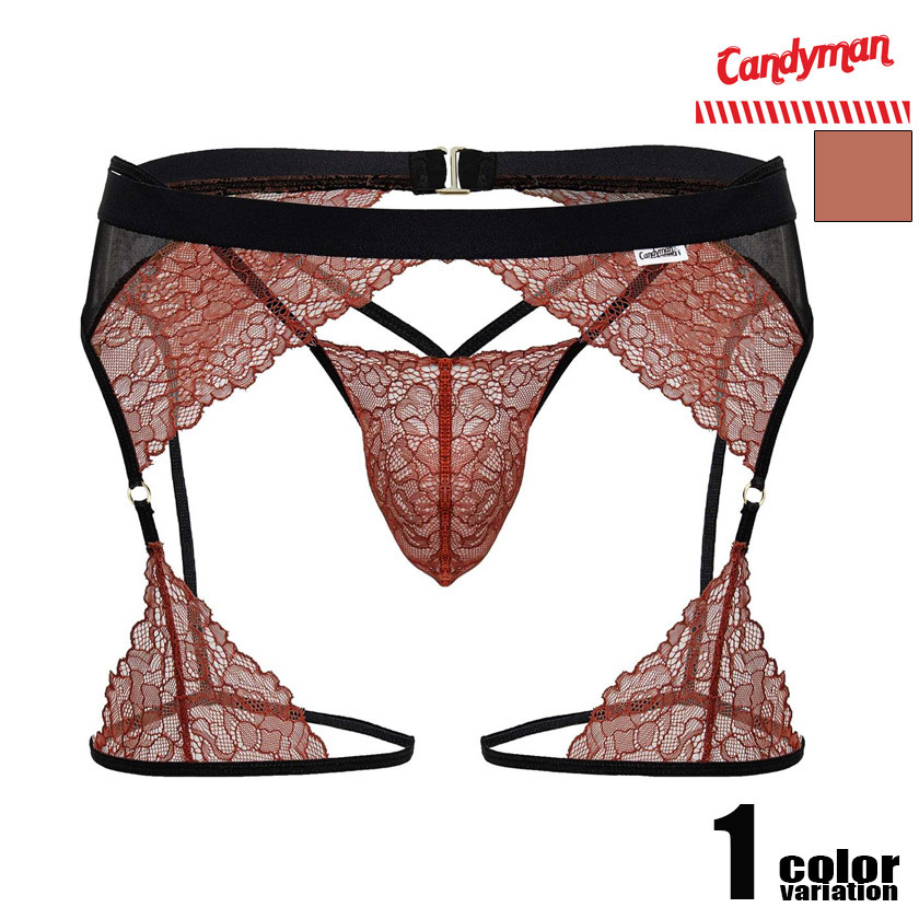 CandyMan/キャンディーマン Lace-Garter Outfit レース ガーターベルト 男性下着　メンズ パンツ Tバック セクシー