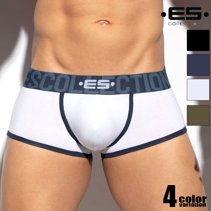 ボクサーズボン下 メンズ EScollection/イーエス・コレクション WHITE COTTON TRUNK 綿織物 綿 ローライズ 立体仕立てもの ボクサーズボン下 成人男性下着類 メンズ ズボン下