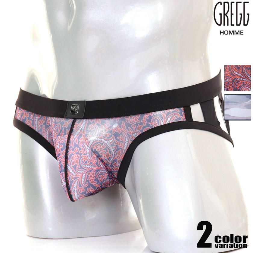 メンズビキニ ブリーフ GreggHomme/グレッグ・オム OUTLINE BRIEFS2 バックカットシースルー偽装 立体仕立てもの 透けメンズビキニ ビキニブリーフ 成人男性肌付き メンズ ズボン下 艶っぽい