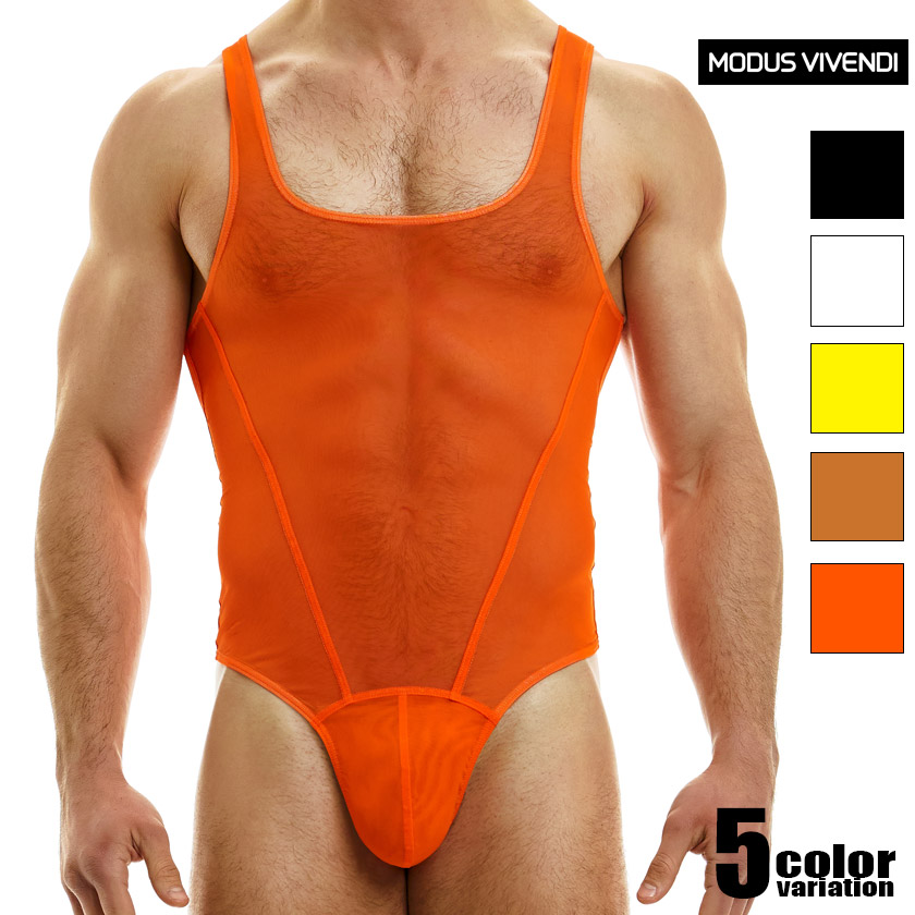 メンズTうしろ側 ModusVivendi/モダス ビベンディ Muslin Onesie メッシュ シースルーレスリングウェア シングレット Tうしろ側 成人男性下着類 メンズ ズボン下 色っぽい