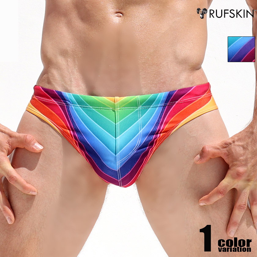 RUFSKIN/ラフスキン ARC 光輝 水泳着 ビキニ型スイムウェア 海食麺麭 艶っぽい 虹霓 虹 派手 メンズ 成人男性水泳着 海食麺麭