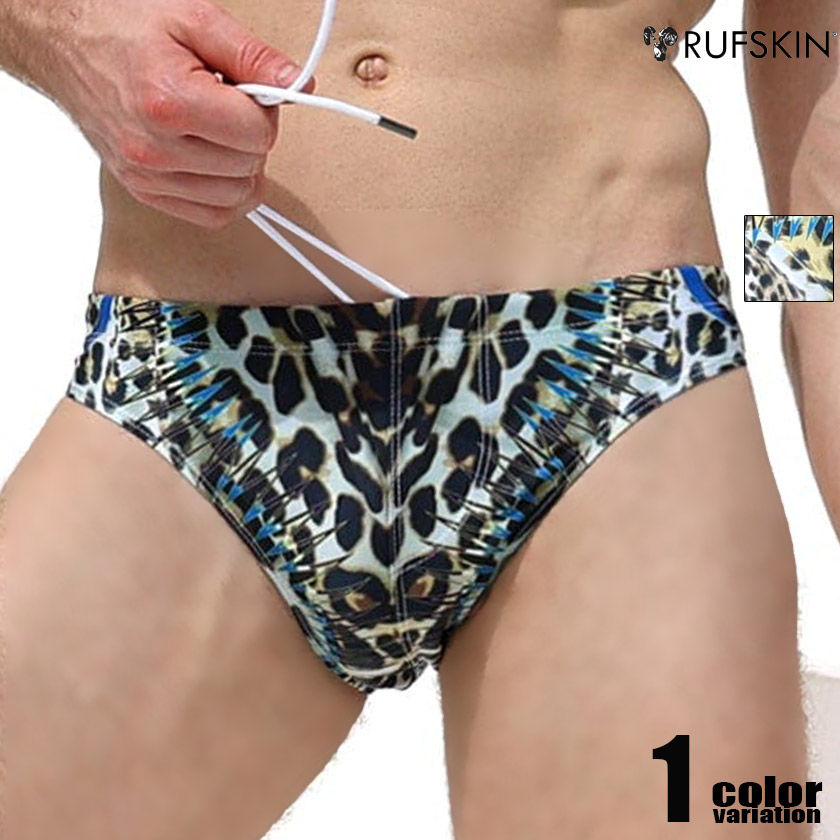 RUFSKIN/ラフスキン CHEETAH スイムウェア ビキニブリーフ型 メンズ水泳着 塩水ズボン下 海食麺麭 成人男性水泳着 砂浜御召しもの チーター 豹 毛の荒物柄 毛の荒物柄 ワイルド 二分の一うしろ側