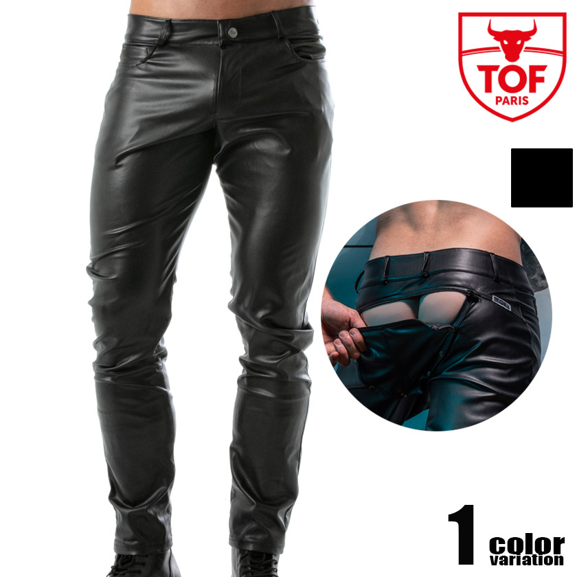 TOF PARIS/Trends Of Friends Kinky Backless Pants for men御居処開けはなし フェイクレザーパンツ ボトムス  ロングズボン下 うしろ側受け答え メンズ  色っぽい