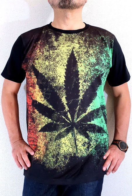 値下げ交渉ありマリファナ総柄Tシャツビンテージ大麻 ガンジャ