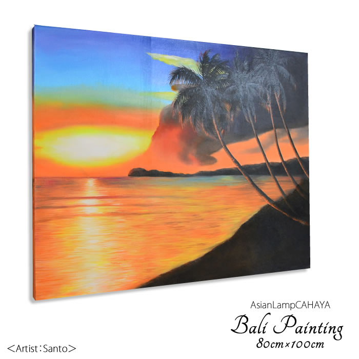 【在庫処分セール】アジアン 絵画 アートパネル 波の絵 ビーチ BEACH Lサイズ ＜80cm&times;100cm＞ PIC-0088-【２】 アジアンアート バリ絵画 油絵 おしゃれ モダン パネルアート 風景 浜辺 波 砂浜 寝室 リビング 玄関 送料無料｜リゾートインテリア＆照明チャハヤ