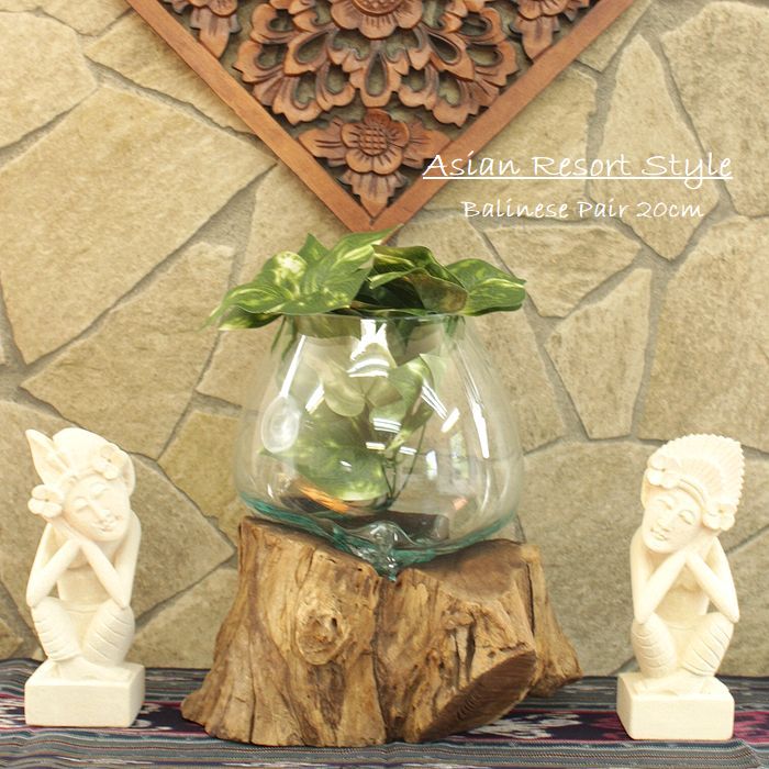 楽天市場】ミニ石像 2体セット 《おやすみ バリニーズ》13cm 石彫り