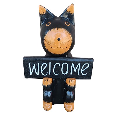 楽天市場 バリ猫 Welcomeネコ25cm 猫の木彫りの置物 ブラック Asiantique アジアンティーク