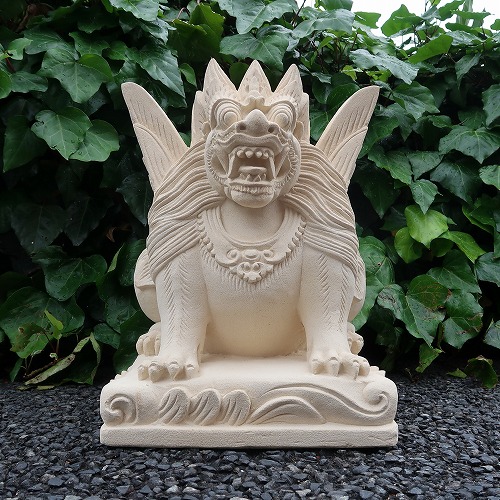 シンガの石像 天然石パラスストーン 40cm 石彫り彫刻 シンガの置物 獅子 狛犬 ライオン 魔除け ガーデンオブジェ オーナメント Singa Statue【大型宅配便】【沖縄県・離島配送不可】 250651|ASIANTIQUE アジアンティーク