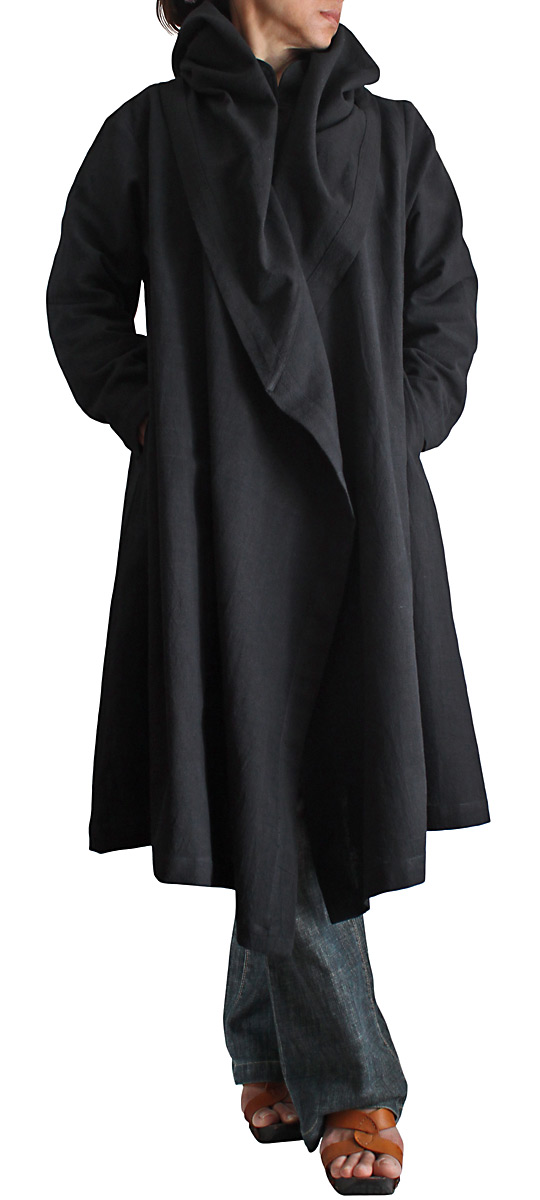 【楽天市場】ジョムトン手織り綿フーデッドラップコート（黒）：さわんアジア衣料雑貨店