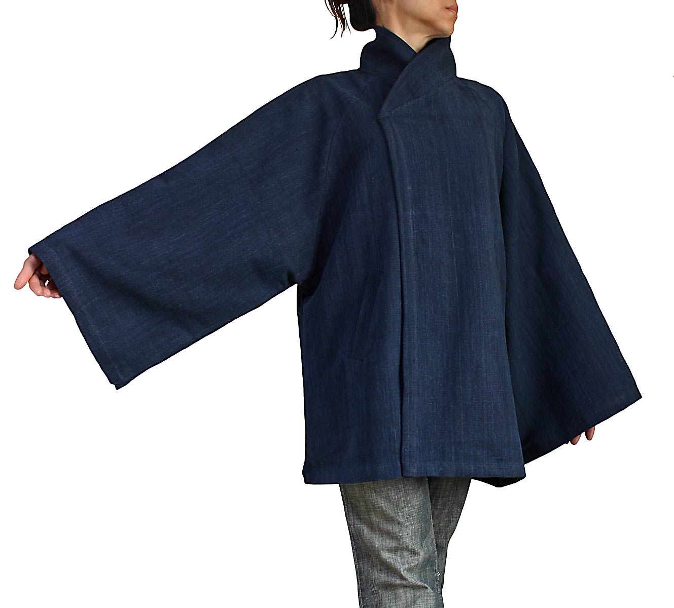 【楽天市場】ジョムトン手織り綿和風ハーフコート（インディゴ紺）：さわんアジア衣料雑貨店