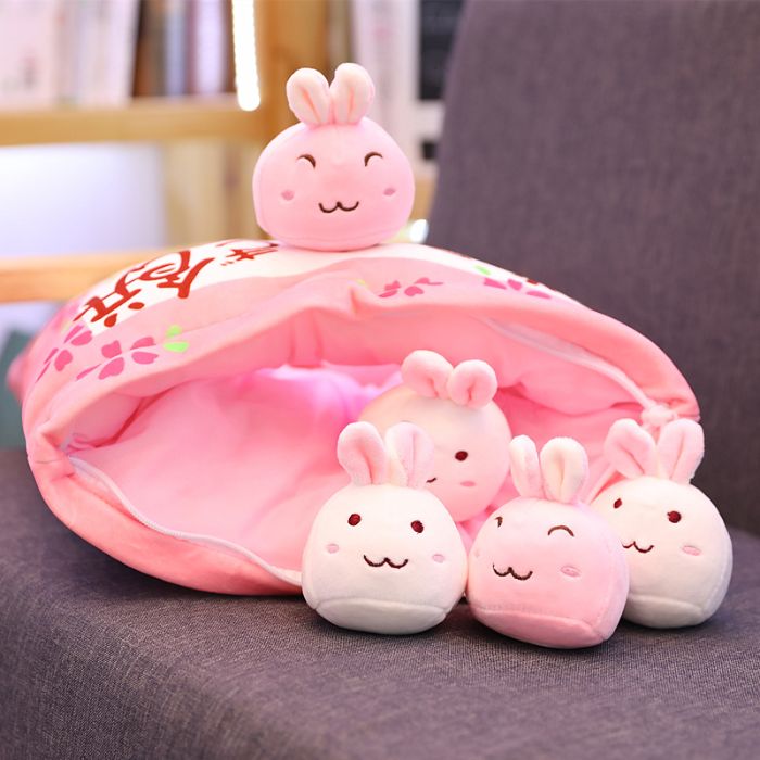 楽天市場 アニマル クッション ウサギ 小さいウサギ ８匹 おもちゃ 玩具 かわいい ゆるかわ 55cm プレゼント ギフト 子供 誕生日 ラッピング アジアウインド